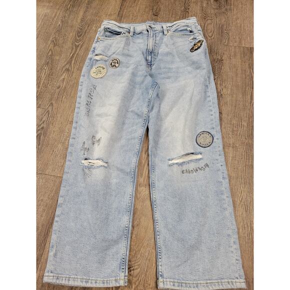 Arizona Jeans Juniors 15 Highest Rise Vintage Straight Light Wash Destroyed - Picture 1 of 8